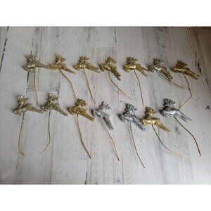 Glitter reindeer pick Golden silver jump floral decor set